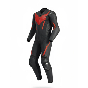 Unisex <b>Full</b> Sleeve Leather Motorcycle Racing <b>Suit</b> Color Blocked Breathable Quick-Dry All Seasons Adult Wear - Product Image 1