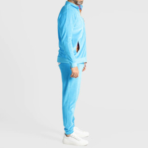 Men's <b>Light</b> Blue Tracksuit Set Full Sleeve Zipper Front Skull Print Casual Wear Spring Breathable Polyester Joggers - Product Image 3