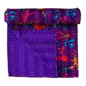 Colcha Kantha Vintage Hecha a Mano, 100% Algodón Orgánico Puro, Reversible, Ecológica, para Todas las Estaciones, para Hogar y Hotel, India - Product Image 3