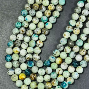 ลูกปัดแจสเปอร์มาลาไคต์ K2 สีฟ้าเขียวธรรมชาติ รูปทรงกลม สวยงาม พลอยแท้ ร้อยเป็นเส้น - Product Image 1