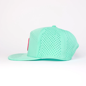 Custom Logo 7 Panel Laser Cut Perforated Snapback with PVC Rubber Patch Waterproof Outdoor Sports <b>Cap</b> for Performance Golf Hat - Product Image 2
