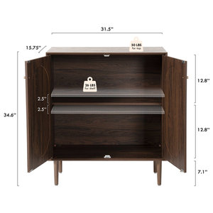 Gabinete de almacenamiento de aparador de 2 puertas Gabinete de barra de acento de ratán natural - Product Image 3