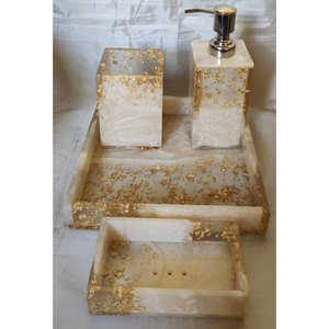 Ensemble d'accessoires de salle de bain en polyrésine blanche de qualité supérieure pour hôtel et usage domestique - Product Image 2