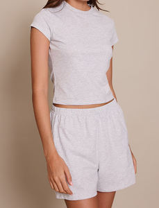 เสื้อยืดและกางเกงขาสั้นผู้หญิงแบบโอเวอร์ไซส์ 2 ชิ้น ผ้าฝ้าย 100% ชุดเซ็ตสองชิ้น เสื้อยืดและกางเกงขาสั้นผู้หญิง - Product Image 5