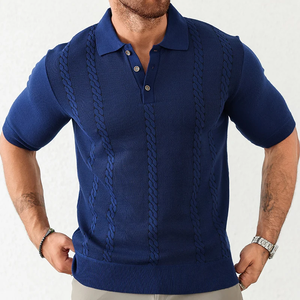 Chemise décontractée pour homme, grande taille, nouvelle collection, tricotée, manches courtes, boutonnée, respirante, séchage rapide, polyester/coton, taille US - Product Image 5