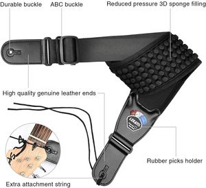 LEKATO 3.5\" Wide Padded Neoprene Guitar Strap with 3D Sponge for Electric Bass Guitar Electric Guitar Accessories - Product Image 3