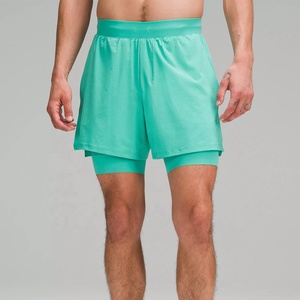 Men's Green Breathable Mesh <b>Compression</b> Tennis Shorts with Elastic Waist Print Athletic Fit Summer Sport Wear - Product Image 5