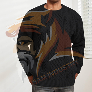 Pull tricoté personnalisé pour homme, grande taille, hiver, écologique, respirant, séchage rapide, couleur unie, lourd, 100 % coton, style streetwear - Product Image 6