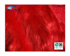 Tissu en fausse fourrure de luxe rouge à poils longs de 100 mm en acrylique et polyester, haute qualité Thaïlande - Product Image 1