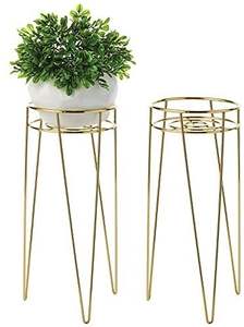 Powder Coated Metal Medium <b>Planter</b> With Designer <b>Gold</b> Stand for Home Garden Indoor Outdoor <b>Planters</b> - Product Image 5