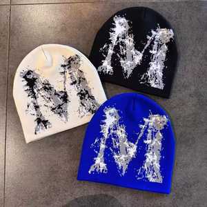 Customize Unisex Jacquard Beanie Hat Letter Pattern <b>Winter</b> <b>Cap</b> Casual Style Adult Street Style - Product Image 1