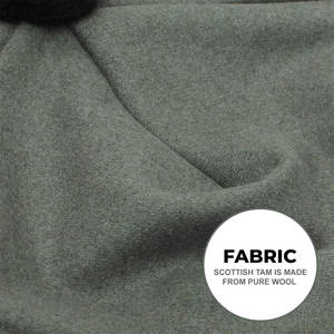 Bonnet écossais personnalisé en laine unie gris sauge avec pompon, vente en gros - Product Image 5