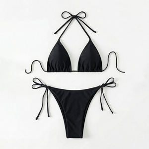 Traje de Baño Deportivo Triangular Sexy con Estampado Personalizado, Trajes de Baño para Mujer con Cuello en V, Bikini Brasileño, Ropa de Playa, Conjunto de Dos Piezas - Product Image 1