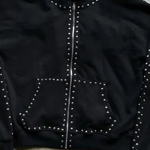 เสื้อฮู้ดดี้พิมพ์ลายเพชรคุณภาพสูง ซิปหน้า สกรีนโลโก้ได้ ผ้าคอตตอนหวี 100% หนานุ่ม ซักย้อมสีแบบแอซิดวอช สไตล์สตรีทแวร์สำหรับผู้ชาย - Product Image 3