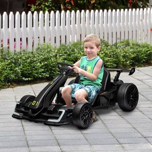 Go-Kart Elettrico da Corsa 24V 7.5 MPH con Sedile Regolabile per Bambini, Avvio Lento, Nero - Product Image 2