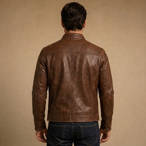 Premium <b>Men</b> <b>Leather</b> <b>Jacket</b> Fashion Apparel <b>Men</b> <b>Leather</b> <b>Jacket</b> With <b>Genuine</b> <b>Leather</b> Material Soft Inner Lining Durable Stitching - Product Image 2