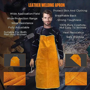 Tablier de soudeur sans manches en cuir de vachette fendu, résistant à la chaleur, ignifuge, pour la lutte contre les incendies, résistant à l'huile, durable - Product Image 5