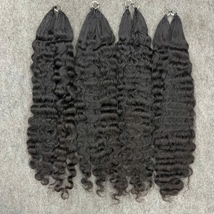 Extensions de cheveux Ring X, extensions de cheveux humains Remy vietnamiens, double épaisseur, micro-liens, bouclés, lots de mèches noires - Product Image 5