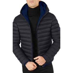 Veste matelassée à capuche bleu marine pour homme, coupe-vent, vêtements d'extérieur d'hiver, fermeture éclair décontractée, coupe régulière - Product Image 5