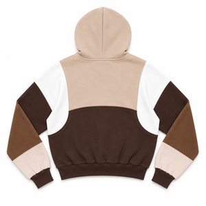 Eco-Friendly Oversized Women's Hoodies Cropped Full Zip Earth Tone Color <b>Block</b> Hoodie 100% Cotton Blend Y2K Hip Hop Streetwear - Product Image 4