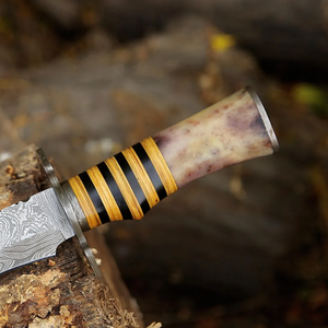 Couteau de Bushcraft Professionnel en Acier Damas, Lame Fixe Faite à la Main avec Manche en Bois, Couteau de Camping en Gros - Product Image 3