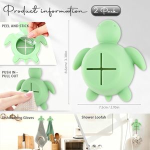 Confezione da 2 Ganci in Silicone a Forma di Tartaruga Marina, Portasciugamani Autoadesivo da Cucina, Regali di Natale per Donne, Amiche, Sorelle, Mamme - Product Image 3