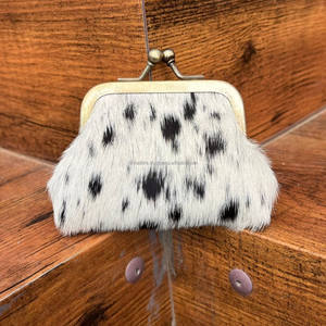 กระเป๋าเหรียญมินิตะวันตกสำหรับผู้หญิงหนังวัวแท้ขนาดเล็กกระเป๋าแฟชั่นหนังแท้ขนาดเล็กคลิปหนีบหัวเข็มขัด - Product Image 2