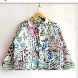 Chaqueta Acolchada de Algodón para Mujer, Hermosa, con Estampado Floral Hecho a Mano, Reversible y Ligera, Nueva Chaqueta de Invierno - Product Image 1