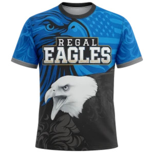 Maillot de basketball sublimé pour homme Regal Eagles, manches courtes, col rond, évacuation de l'humidité, coupe athlétique, polyester, vêtements de sport - Product Image 3