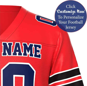 Top Trendy American Football Jersey Men's V-Neck Short Sleeve Red Team Name Custom Sublimated Print Moisture Wicking Polyester - Product Image 5
