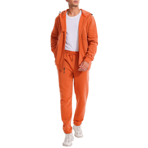 Conjunto Deportivo Personalizado de Alta Calidad para Hombre, 2 Piezas, Transpirable, 100% Algodón, con Cremallera Completa y Capucha, Color Sólido - Product Image 5