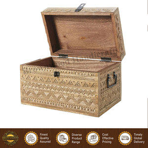 Boîte sculptée en bois de manguier de qualité supérieure, design moderne, 100% bois naturel, très vendue, pour la décoration de la maison - Product Image 2