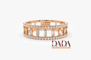 Bague ouverte de luxe en diamant baguette pour femme, double rangée, style minimaliste, bijou de mariage moderne - Product Image 3