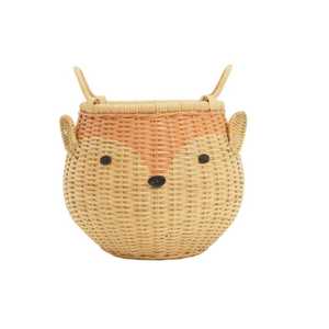 Kids Wicker <b>Basket</b> With Handle Kids Furniture Kids Room Handwoven Wicker Animal Face Storage <b>Basket</b> For Toddler Bedroom Decor - Product Image 1