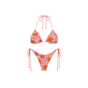 Bikini Rojo de Dos Piezas con Estampado de Estrellas de Mar y Conchas, Escote en V Profundo, Cintura Alta, Lazos Laterales, Traje de Baño para Mujer - Product Image 5
