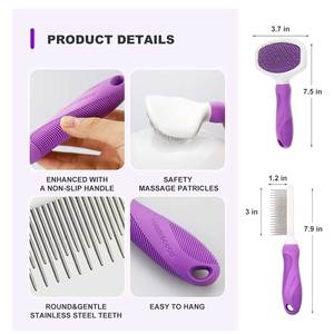 Juego de cepillos para el cuidado de mascotas, peine de doble cara morado para perros y gatos, herramienta para el cuidado del cabello - Product Image 4