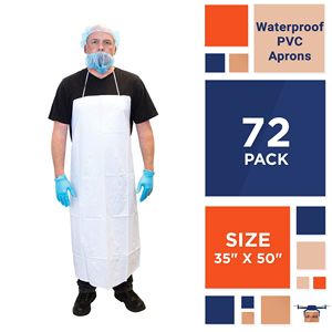 Grembiuli monouso da lavoro in PVC Unisex 6 Mil 35 \ "X 50 \" in vinile bianco fustellato finitura resistente agli strappi uniforme protettiva impermeabile - Product Image 2