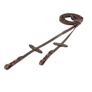 Riendas trenzadas a mano con nudos de color marrón natural, nailon marrón premium, cuero crudo, aparejos para caballo con gancho resistente - Product Image 1