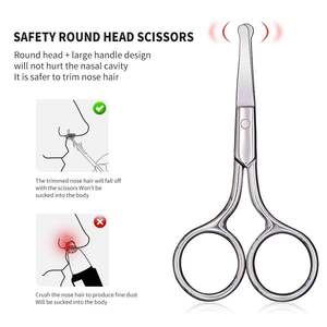 Ciseaux professionnels pour sourcils et poils du nez, pour droitiers, lame incurvée de sécurité, en acier inoxydable chirurgical, pour la coupe des poils du visage et des oreilles - Product Image 3