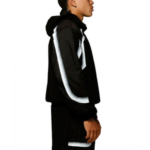 Men's Hooded <b>Black</b> <b>Windbreaker</b> Tracksuit Set Eco-Friendly Quick Dry Nylon Lightweight Training Jacket Pants Custom Sportswear - Product Image 3