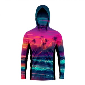 Sweat à capuche de pêche unisexe avec logo personnalisé, protection solaire UPF50, séchage rapide, respirant, imperméable, en Spandex/Polyester, motif camouflage, taille plus - Product Image 2