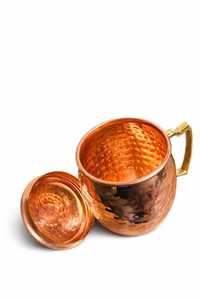 Mug en cuivre pur martelé de qualité supérieure, pour cocktail Moscow Mule, bière, avec couvercle décoratif, articles de bar, vente en gros, fournitures pour restaurants et hôtels - Product Image 4