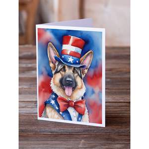 Whimsical A7 Tamaño 5x7 Patriótico Pastor Alemán Americano Tarjetas de Notas en Blanco Paquete 8 Sobres Incluidos - Product Image 2