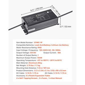 Caricabatterie Marino Intelligente 1-Banca 10A 12V Impermeabile IP68 per Batterie al Litio-Ion per Barche - Product Image 5