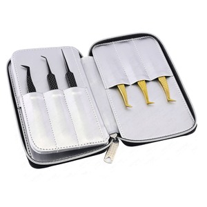 Estuche de Almacenamiento para <span class=keywords><strong>Pinzas</strong></span> Quirúrgicas Ijrak, de Primera Calidad, para Extensiones de Pestañas y Cejas, con Cierre, Doble Cara, 12 Ranuras, de Cuero PU - Product Image 3