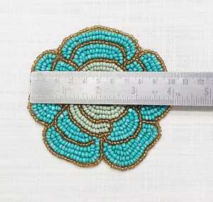 ALI FASHION ART Handmade Beaded Flower Coaster 1 Luxury Style Reusable Eco-Friendly Portable Washable <b>Bar</b> <b>Mats</b> White Gold Mosaic - Product Image 5