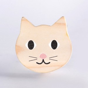 Boutons de meuble en bois de pin faits à la main, motif visage de chat, en bois naturel, pour tiroirs d'enfants, poignées de porte de commode, poignées de placard, boutons de meuble de cuisine - Product Image 1