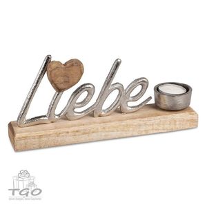 Trending Liebe Word Art Decor with <b>Silver</b> Aluminum Finish on Wooden Base German Love Decoration for Home Office Living Room - Product Image 4