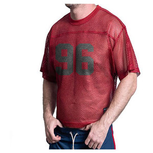 Camiseta de malla 100% personalizable para hombre, estilo oversize con hombros caídos, transpirable, de secado rápido, con logo personalizado. - Product Image 3