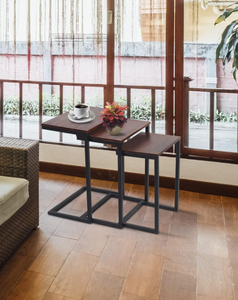 Modern Living Room Home Office Rectangular Metal Side Tables Metal Legs MDF Table Top METAL WAVE Model 10955 Durable Stackable - Product Image 3